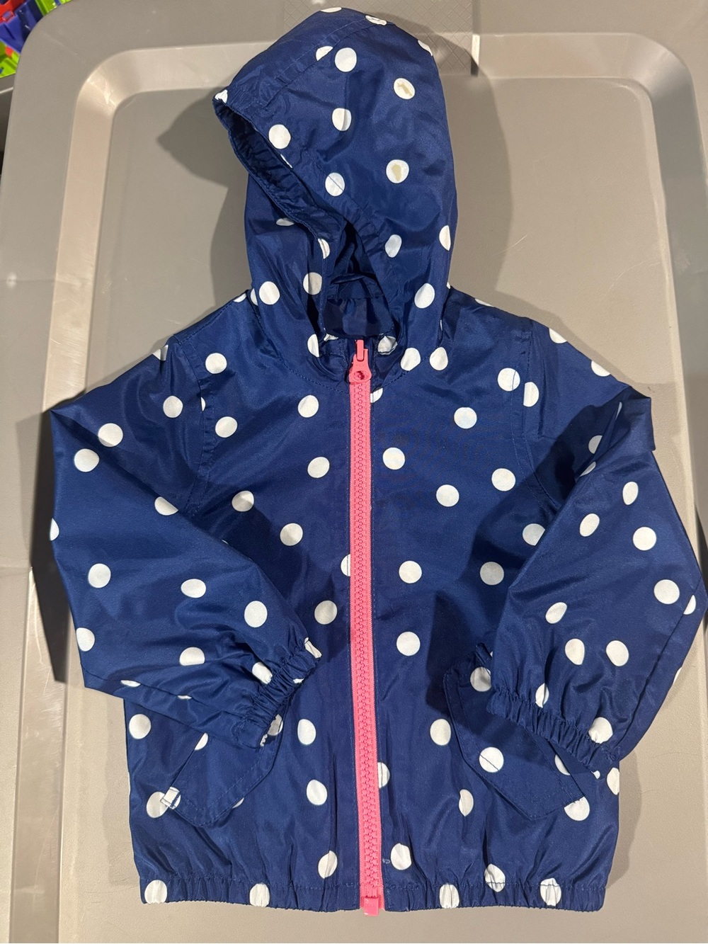 Carters Navy Polka Dot Hooded jacket 12m